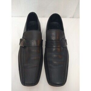 Kenneth Cole Size 8M Run Around Black Leather Slip On Dress Shoes Square Toe